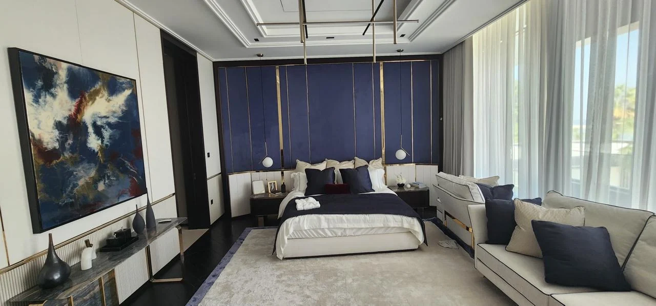 Completed bedroom interior in a Jumeirah Islands villa by Time Furniture